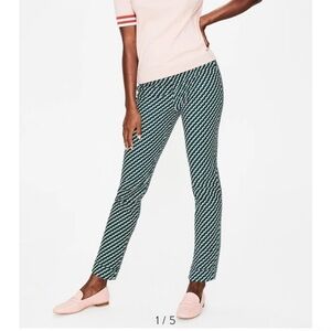 BODEN Kensington Turn Up Cuffed Geo Print Ankle Pants Green Blue Sz 4 Petite